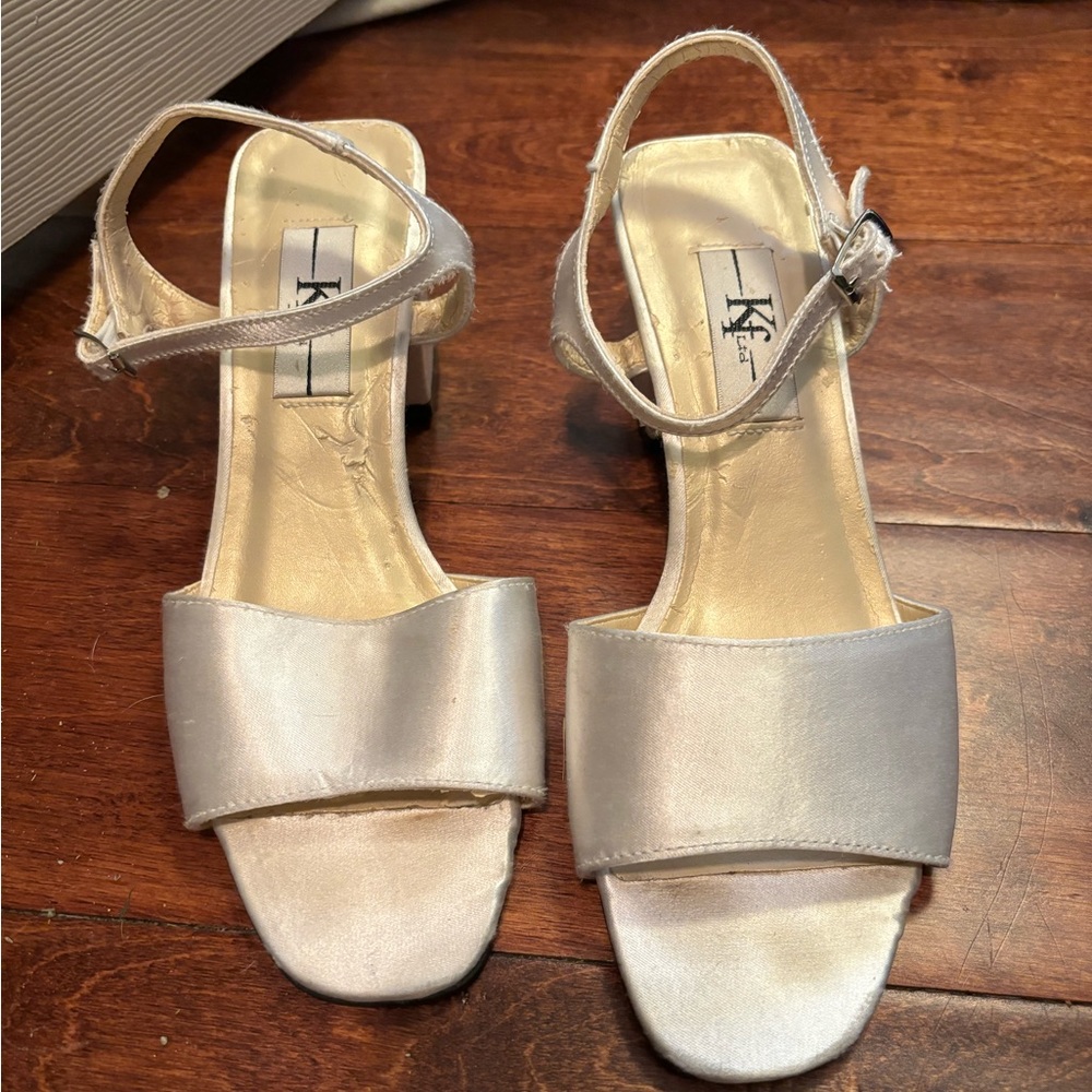Vintage Y2K White Satin Heels